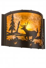 Meyda Black 190527 - 12" Wide Deer at Lake Wall Sconce