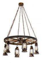 Meyda Black 193541 - 40"W Miners Lantern 6 LT Wagon Wheel Chandelier