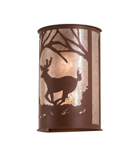 Meyda Black 197062 - 13" Wide Deer at Lake Wall Sconce