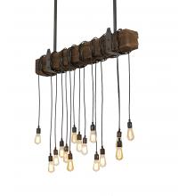 Meyda Black 198209 - 48" Long Wood Beam 15 Light Pendant