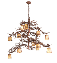 Meyda Black 198769 - 48" Wide Pine Branch Valley View 12 Light Chandelier