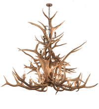 Meyda Black 200433 - 72" Wide Antlers Elk 24 Light Chandelier