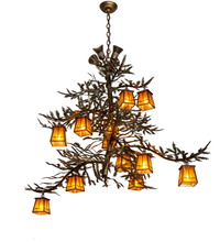 Meyda Black 202174 - 52" Wide Pine Branch Valley View 12 Light Chandelier