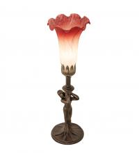 Meyda Black 20289 - 15" High Pink/White Tiffany Pond Lily Nouveau Lady Mini Lamp