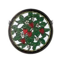 Meyda Black 20728 - 17"W X 17"H Strawberry Medallion Stained Glass Window