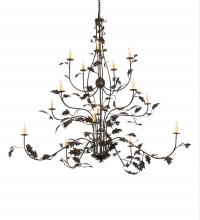 Meyda Black 218561 - 72" Wide Oak Leaf 15 Light Chandelier