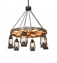 Meyda Black 219573 - 40" Wide Miners Lantern Wagon Wheel 6 Light Chandelier