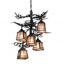 Meyda Black 225365 - 28" Wide Pine Branch Valley View 5 Light Chandelier