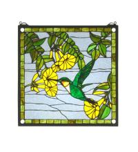 Meyda Black 22898 - 17"W X 17"H Hummingbird Stained Glass Window