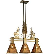 Meyda Black 22935 - 30"L Winter Pine Tall Pines 3 LT Island Pendant