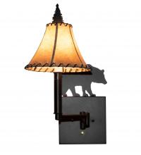 Meyda Black 231175 - 8" Wide Lone Bear Swing Arm Wall Sconce