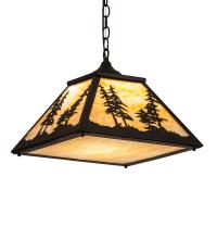 Meyda Black 231202 - 16" Square Tall Pines Pendant