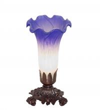 Meyda Black 231540 - 8" High Blue/White Pond Lily Victorian Mini Lamp