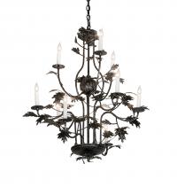 Meyda Black 232381 - 36" Wide Oak Leaf 9 Light Chandelier