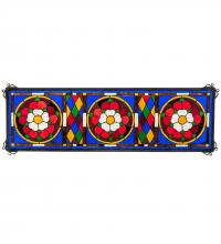 Meyda Black 232860 - 33" Wide X 10" High Tudor Trio Stained Glass Window