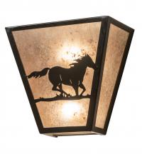 Meyda Black 235509 - 13" Wide Running Horses Wall Sconce