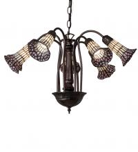 Meyda Black 236533 - 24" Wide Stained Glass Pond Lily 7 Light Chandelier