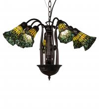 Meyda Black 236537 - 24" Wide Stained Glass Pond Lily 7 Light Chandelier