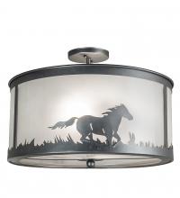 Meyda Black 236857 - 19" Wide Running Horses Semi-Flushmount