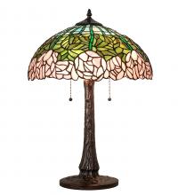 Meyda Black 242043 - 22" High Tiffany Cabbage Rose Table Lamp