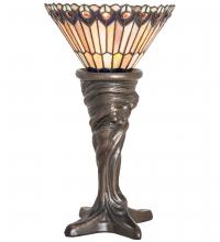 Meyda Black 244879 - 15" High Tiffany Jeweled Peacock Mini Lamp