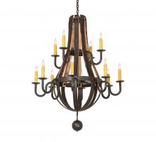 Meyda Black 247815 - 48" Wide Barrel Stave Madera 12 Light Two Tier Chandelier