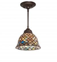 Meyda Black 248598 - 8" Wide Tiffany Fishscale Mini Pendant