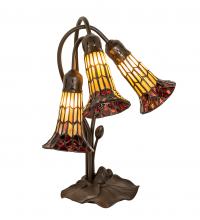 Meyda Black 251684 - 16" High Stained Glass Pond Lily 3 Light Accent Lamp