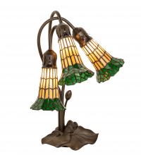 Meyda Black 251686 - 16" High Stained Glass Pond Lily 3 Light Accent Lamp