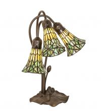 Meyda Black 251688 - 16" High Stained Glass Pond Lily 3 Light Accent Lamp