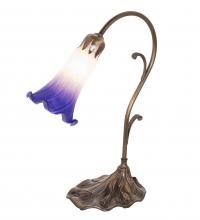 Meyda Black 251854 - 15" High Blue/White Tiffany Pond Lily Accent Lamp