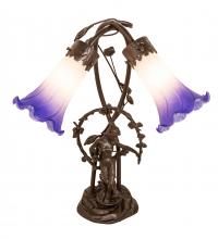 Meyda Black 251856 - 17" High Blue/White Pond Lily 2 Light Trellis Girl Table Lamp
