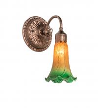 Meyda Black 253600 - 5" Wide Amber/Green Pond Lily Victorian Wall Sconce