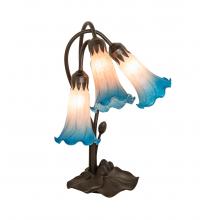 Meyda Black 254157 - 16" High Pink/Blue Tiffany Pond Lily 3 Light Accent Lamp