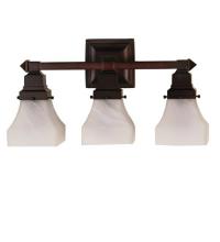 Meyda Black 26310 - 18"W Bungalow White Alabaster Swirl 3 LT Vanity Light