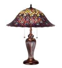 Meyda Black 26666 - 25"H Tiffany Peacock Feather Table Lamp