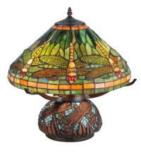 Meyda Black 26681 - 17"H Tiffany Dragonfly w/Tiffany Mosaic Base Table Lamp