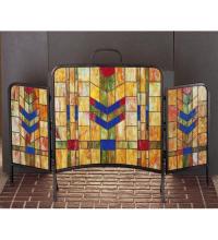 Meyda Black 27241 - 48"W X 31"H Prairie Wheat Fireplace Screen