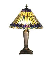 Meyda Black 27564 - 17" High Tiffany Jeweled Peacock Accent Lamp