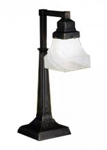 Meyda Black 27624 - 20"H Bungalow White Alabaster Swirl Desk Lamp