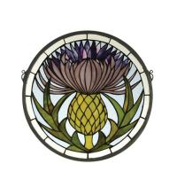 Meyda Black 28436 - 17"W X 17"H Thistle Stained Glass Window