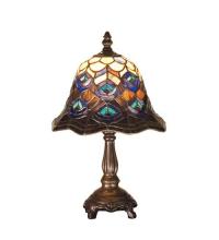 Meyda Black 30317 - 13.5"H Tiffany Peacock Feather Mini Lamp