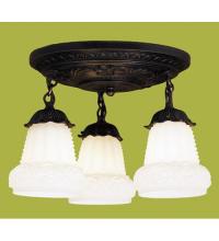 Meyda Black 30543 - 12" Wide White Puffy Rose 3 Light Semi-Flushmount