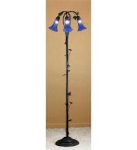 Meyda Black 31333 - 58" High Blue Tiffany Pond Lily 3 Light Floor Lamp