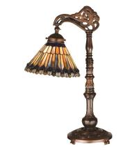 Meyda Black 32738 - 19"H Tiffany Jeweled Peacock Bridge Arm Desk Lamp