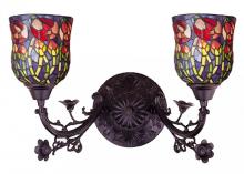 Meyda Black 36911 - 19"W Red Rosebud 2 LT Wall Sconce