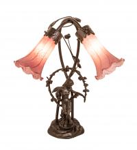 Meyda Black 38267 - 17" High Lavender Tiffany Pond Lily 2 Light Trellis Girl Accent Lamp