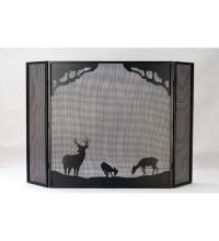 Meyda Black 38521 - 62"W X 40"H Deer at Dawn Fireplace Screen