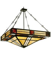 Meyda Black 38731 - 36"Sq Bungalow Rose Inverted Pendant