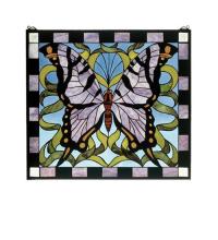 Meyda Black 46464 - 25"W X 23"H Butterfly Stained Glass Window